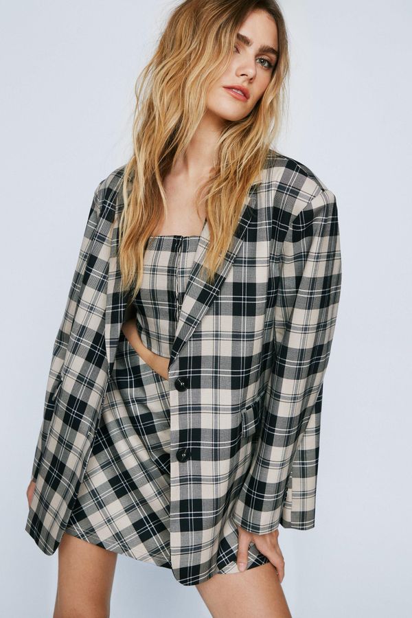 4.2 Womens Check Single Breasted Blazer - Mono