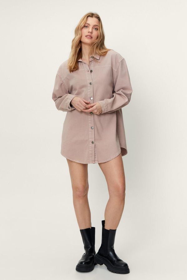 Womens Oversized Button Down Denim Shirt Dress