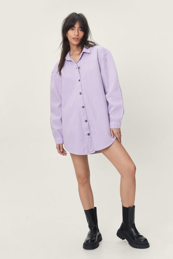 Womens Oversized Button Down Denim Shirt Dress