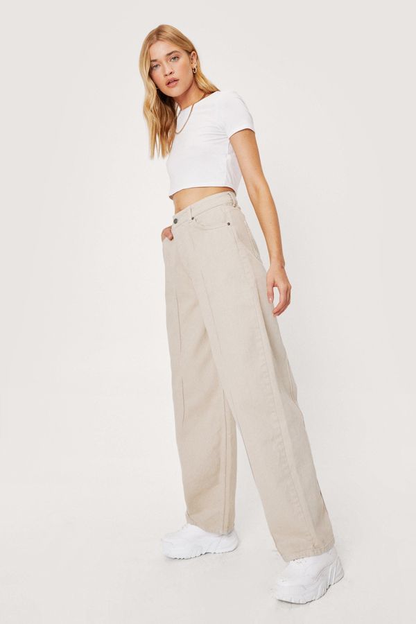 Womens Seam Front Wide Leg Jeans - Sand - 4