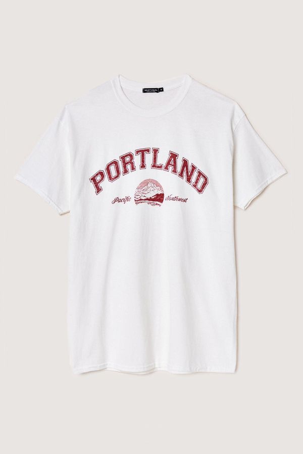 Womens Portland Washed Graphic T-Shirt - White - M