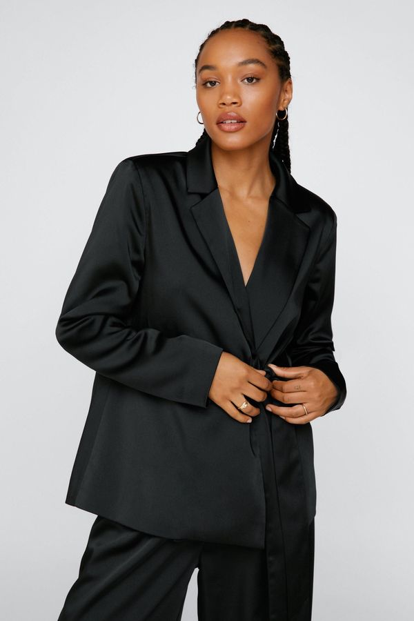 4.2 Womens Draped Satin Tie Front Blazer