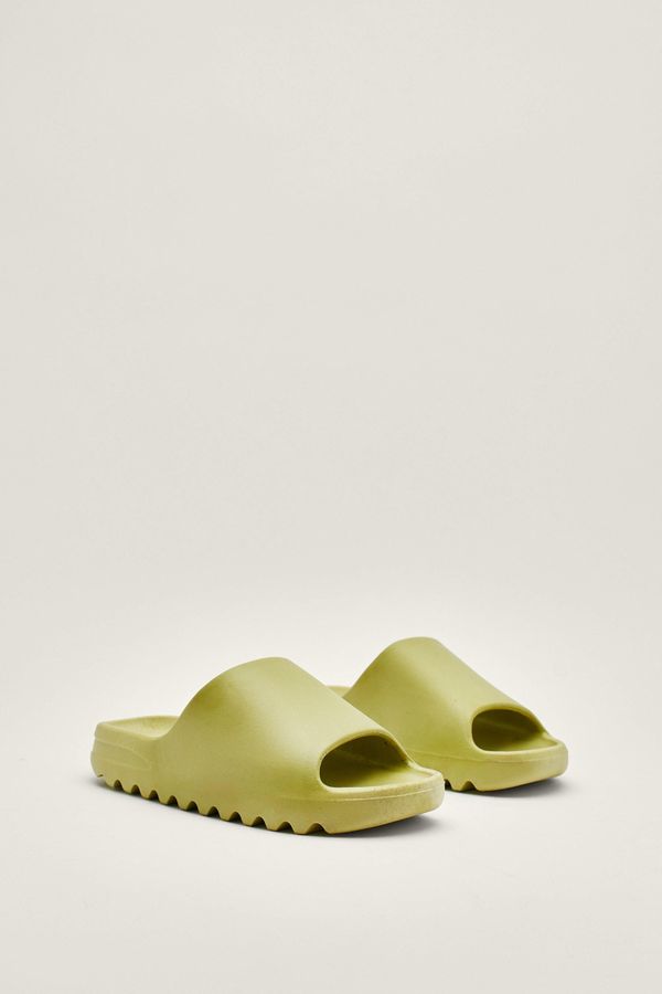 4.2 Womens Chunky Slip On Rubber Sliders - Green - 10