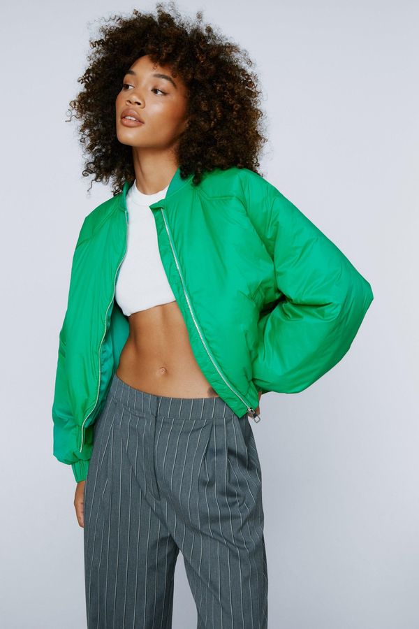 4.2 Womens Batwing Oversized Bomber Jacket - Green