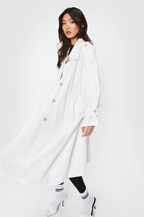 4.1 Womens Oversized Double Breasted Belted Trench Coat - White