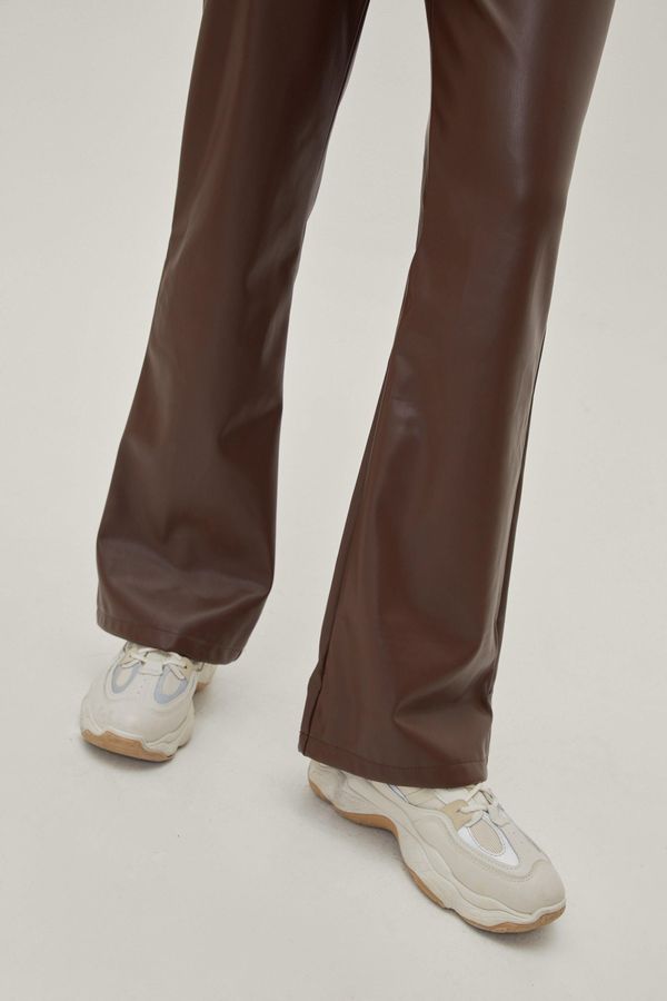 4.2 Womens Faux Leather Fit and Flare Low Rise Pants - Chocolate