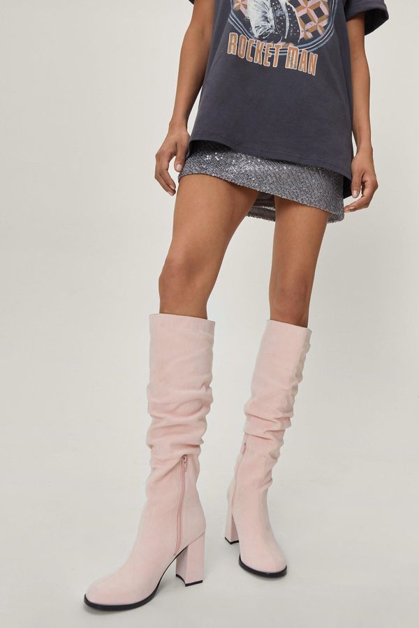 4.1 Womens Slouchy Faux Suede Knee High Boots - Pink - 5