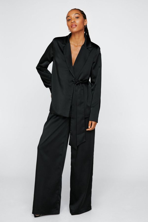 4.2 Womens Draped Satin Tie Front Blazer