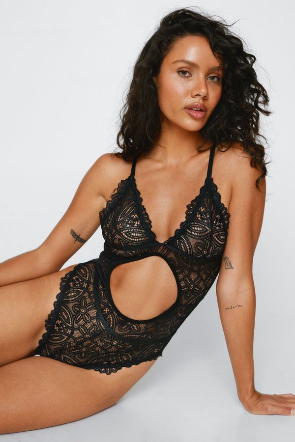 Womens Lace Cut Out Lingerie Bodysuit