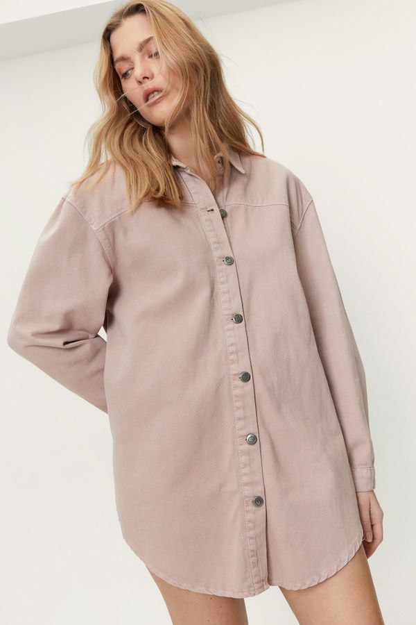 Womens Oversized Button Down Denim Shirt Dress