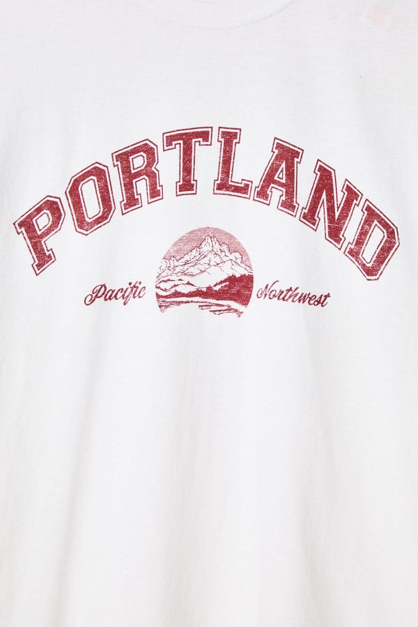 Womens Portland Washed Graphic T-Shirt - White - M