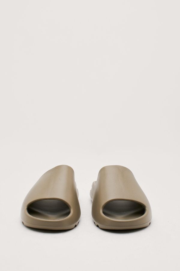 Womens Rubber Sliders - Khaki