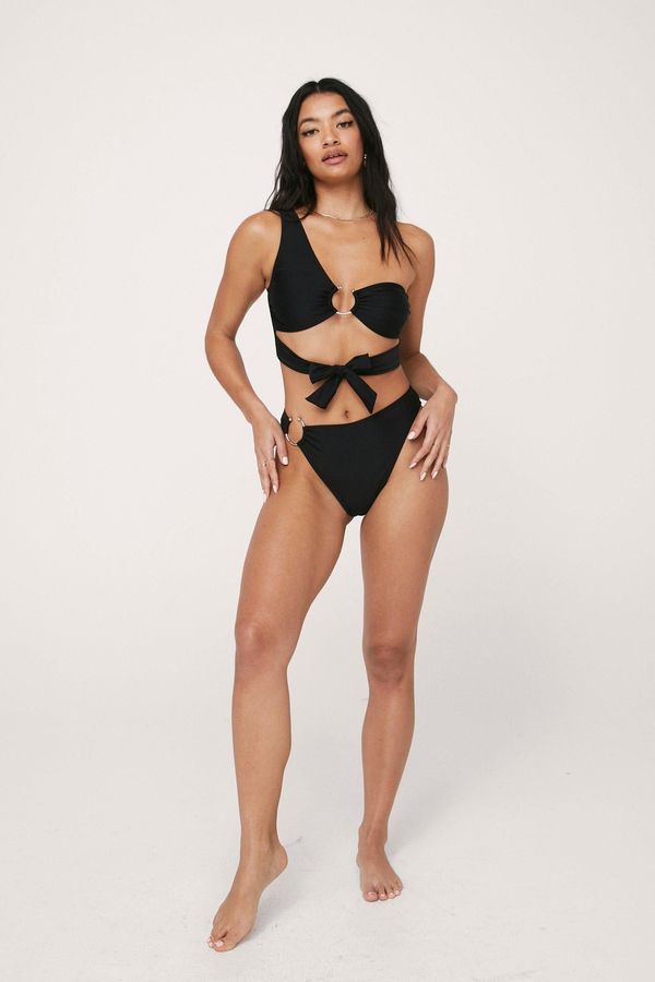 Womens Recycled Ring Detail One Shoulder Bikini Set